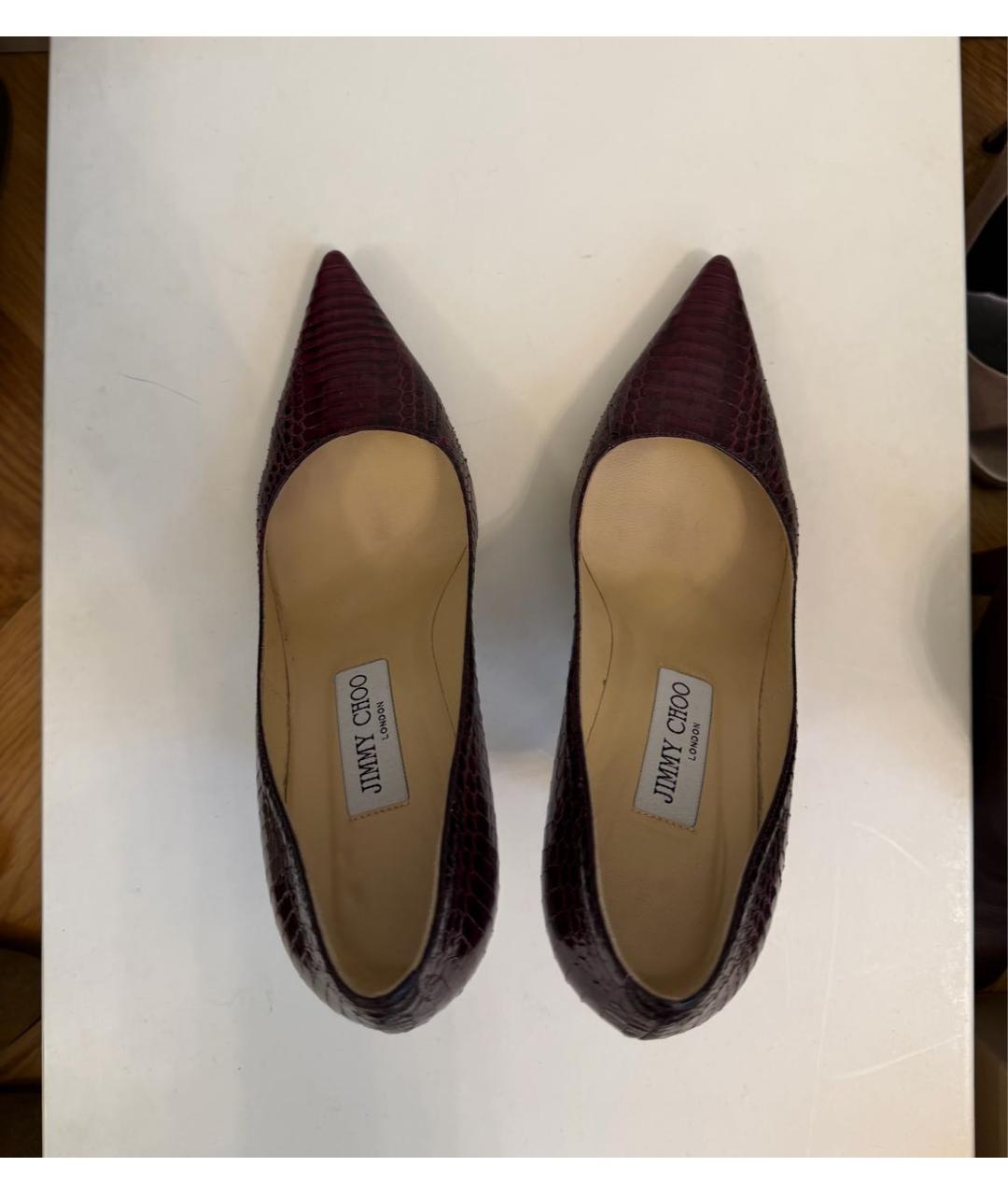 JIMMY CHOO Бордовые кожаные туфли, фото 3