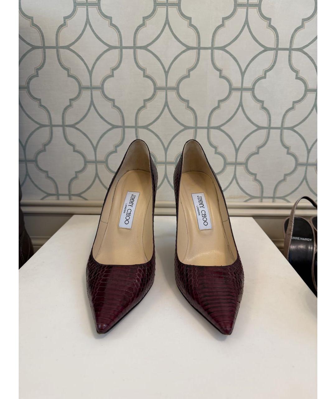 JIMMY CHOO Бордовые кожаные туфли, фото 2