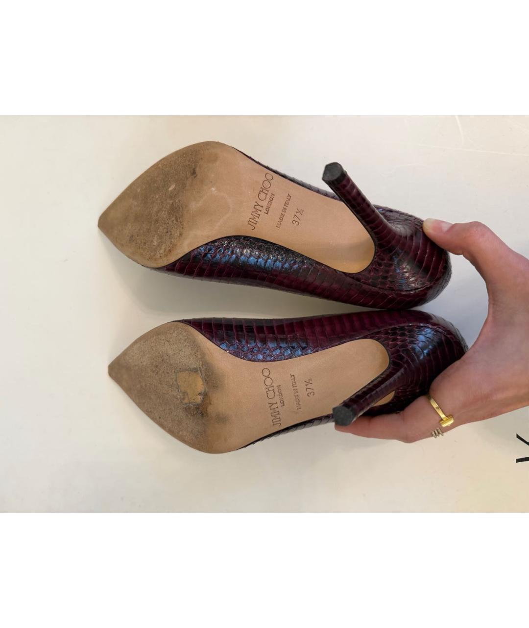 JIMMY CHOO Бордовые кожаные туфли, фото 6