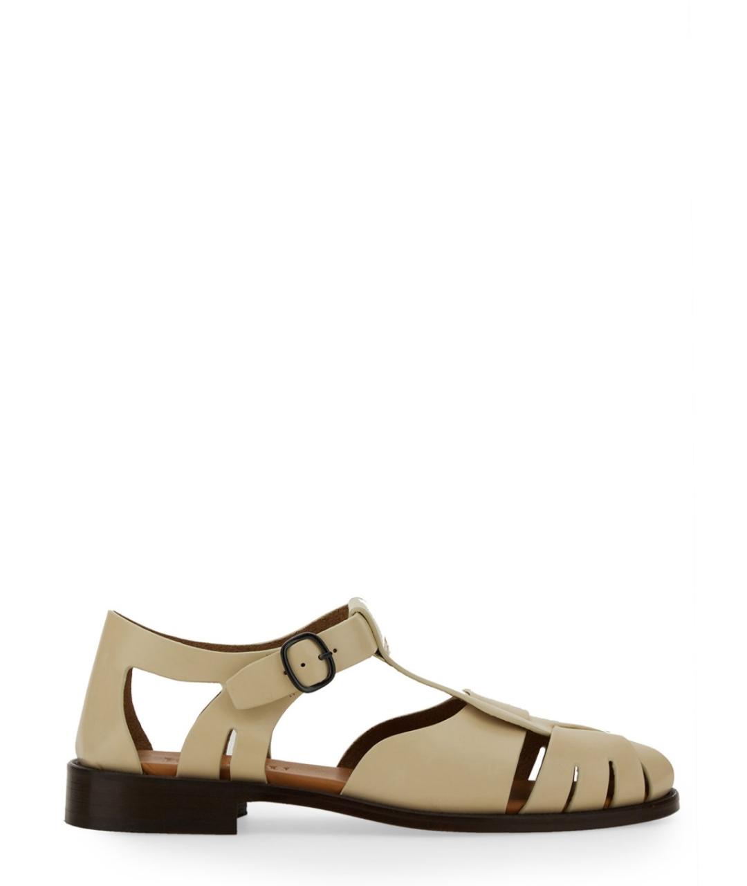 HEREU Бежевые кожаные босоножки, фото 1