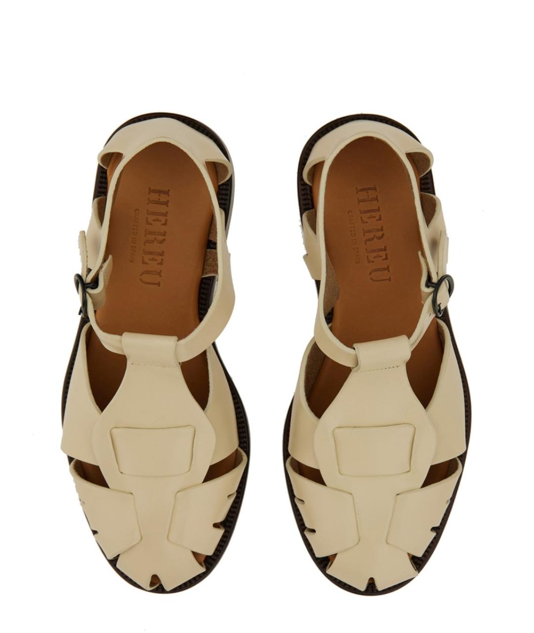 HEREU Бежевые кожаные босоножки, фото 4