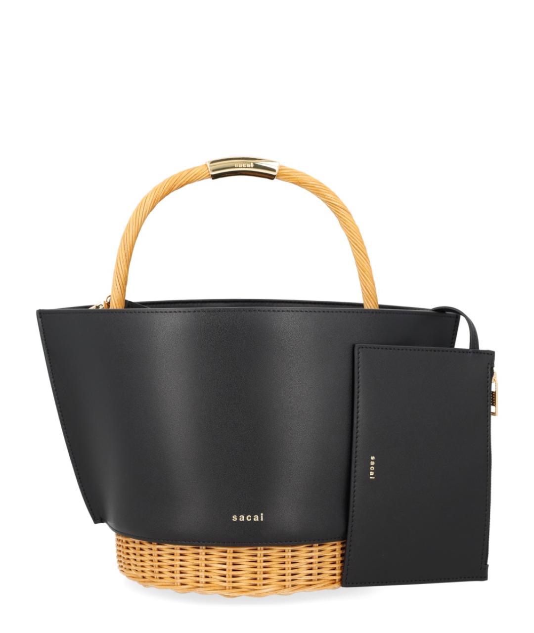 SACAI Черная кожаная сумка тоут, фото 4