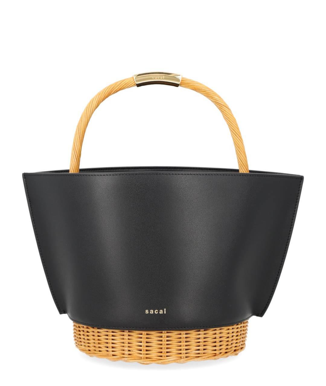 SACAI Черная кожаная сумка тоут, фото 1