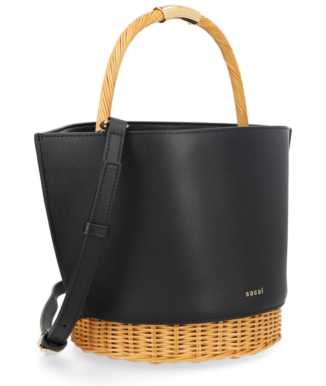 SACAI Черная кожаная сумка тоут, фото 3
