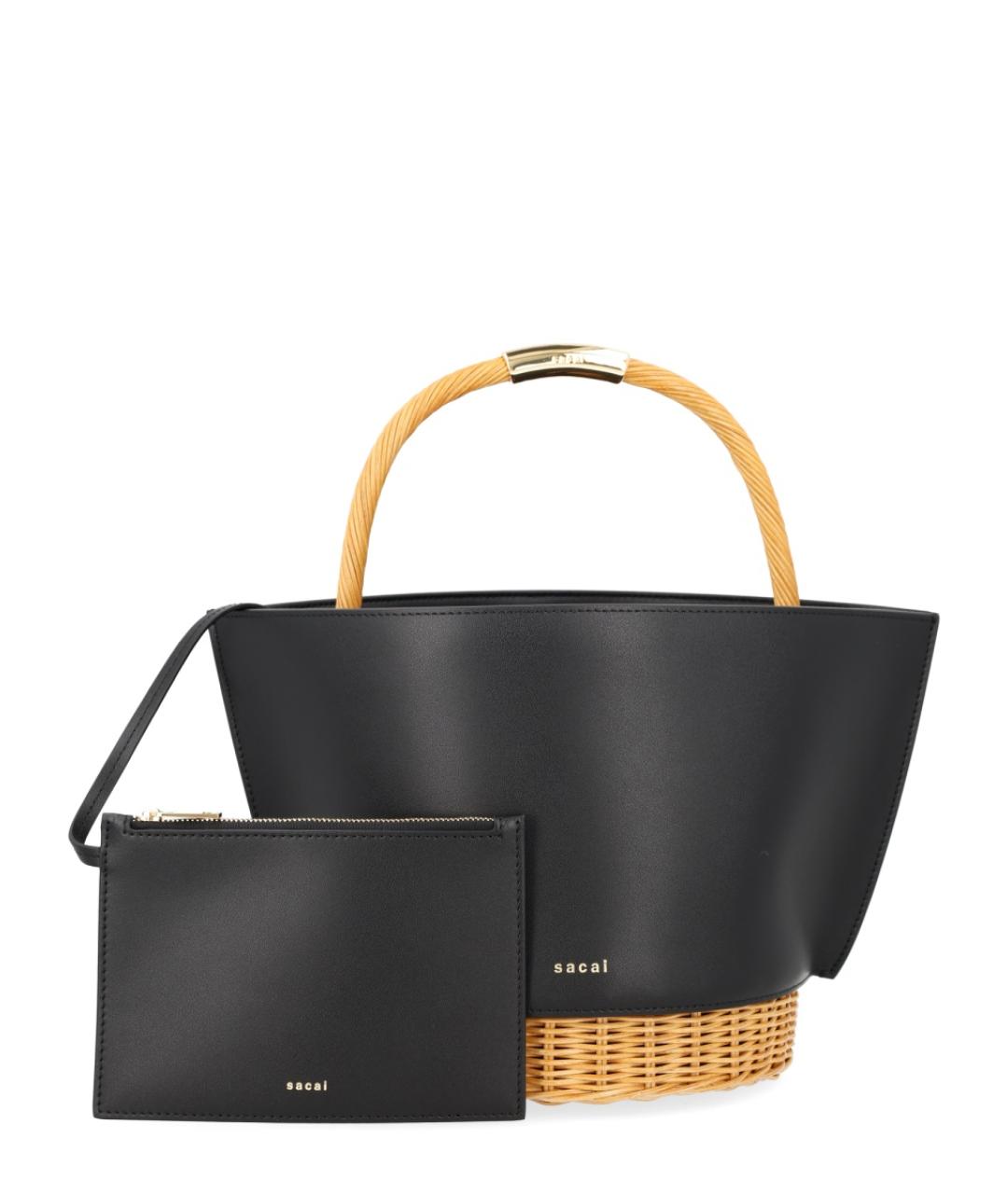 SACAI Черная кожаная сумка тоут, фото 5