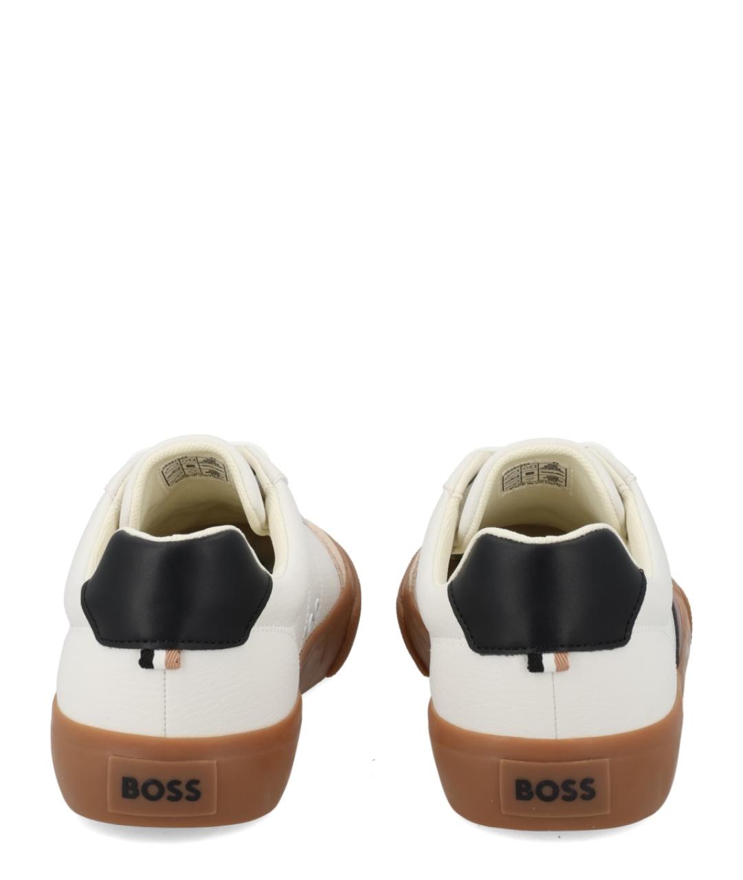 HUGO BOSS Белые кожаные низкие кроссовки / кеды, фото 4