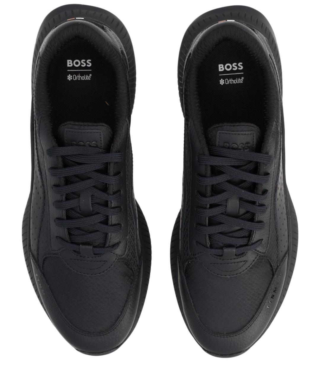 HUGO BOSS Черные кожаные низкие кроссовки / кеды, фото 5