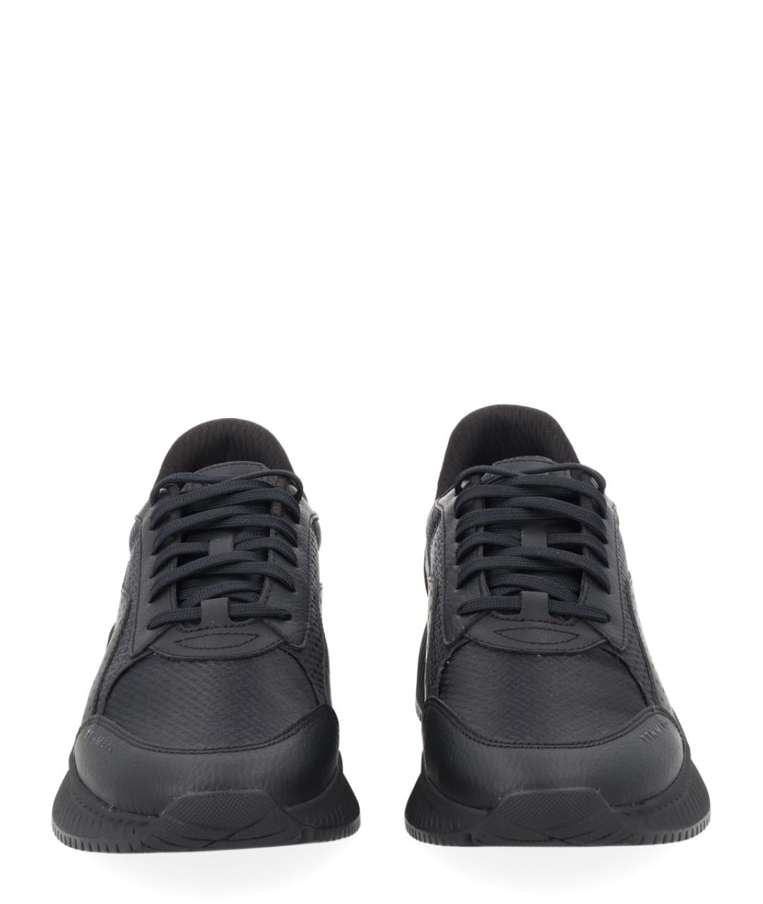 HUGO BOSS Черные кожаные низкие кроссовки / кеды, фото 3