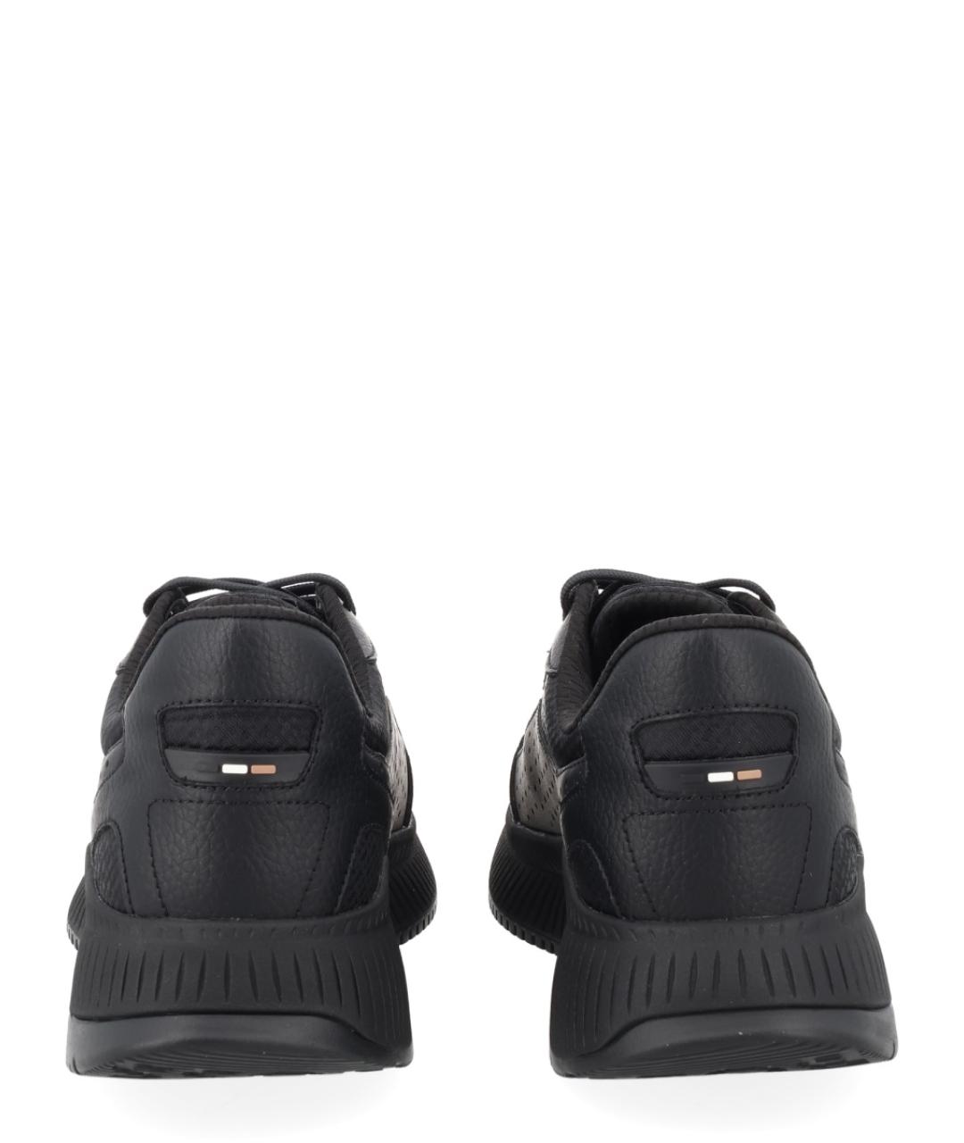 HUGO BOSS Черные кожаные низкие кроссовки / кеды, фото 4