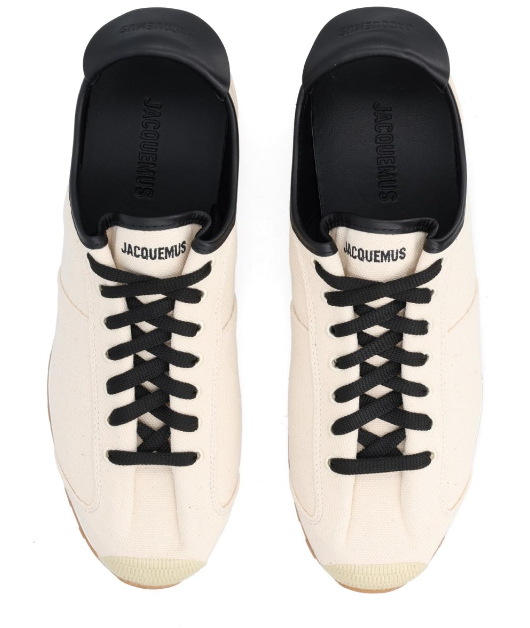 JACQUEMUS Бежевые кожаные низкие кроссовки / кеды, фото 5