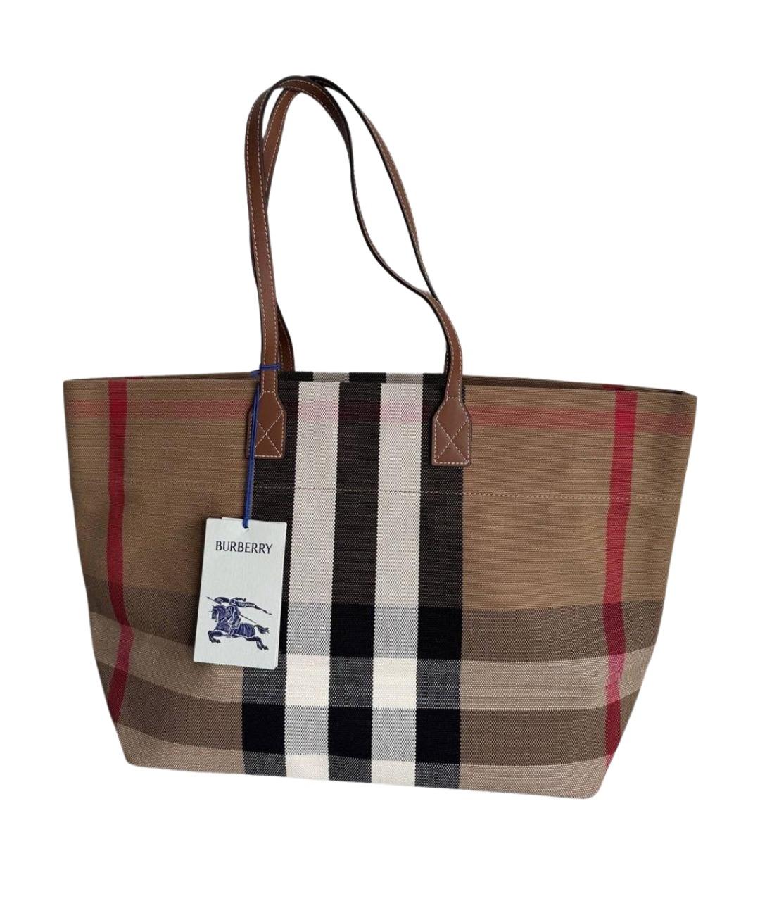 BURBERRY Коричневая кожаная сумка тоут, фото 1