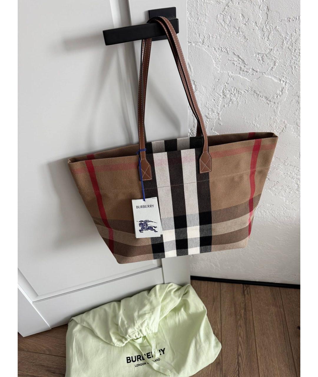 BURBERRY Коричневая кожаная сумка тоут, фото 3