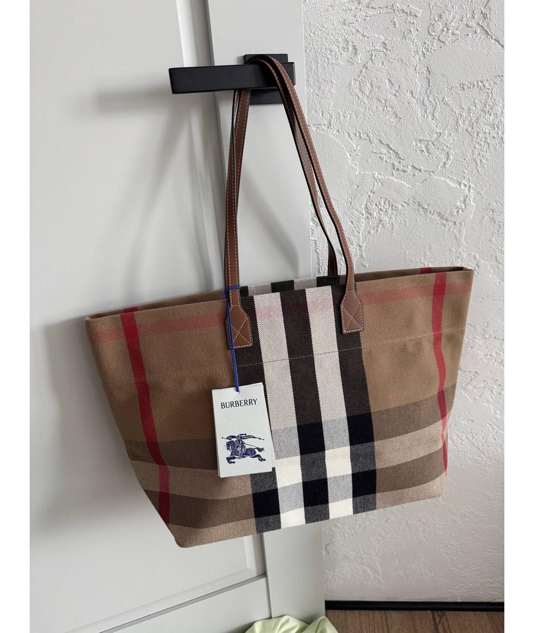 BURBERRY Коричневая кожаная сумка тоут, фото 2