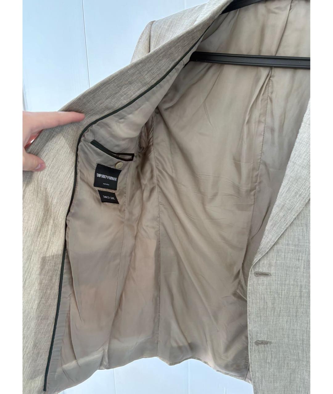 EMPORIO ARMANI Бежевый льняной пиджак, фото 3