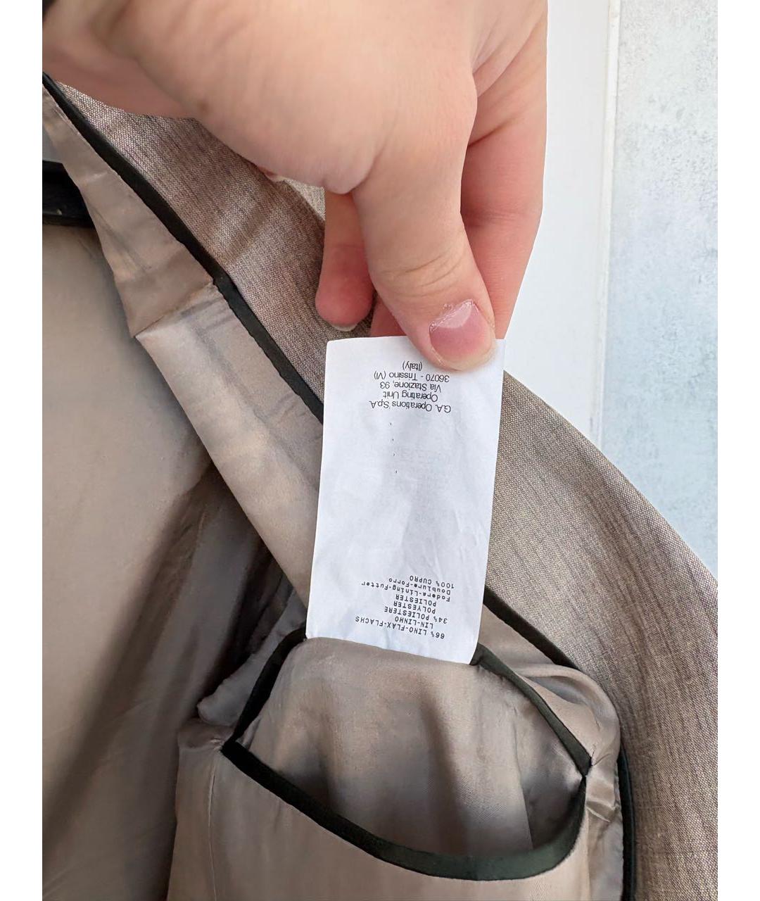 EMPORIO ARMANI Бежевый льняной пиджак, фото 7