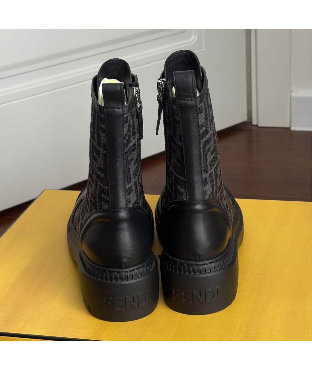 FENDI Черные кожаные ботинки, фото 3