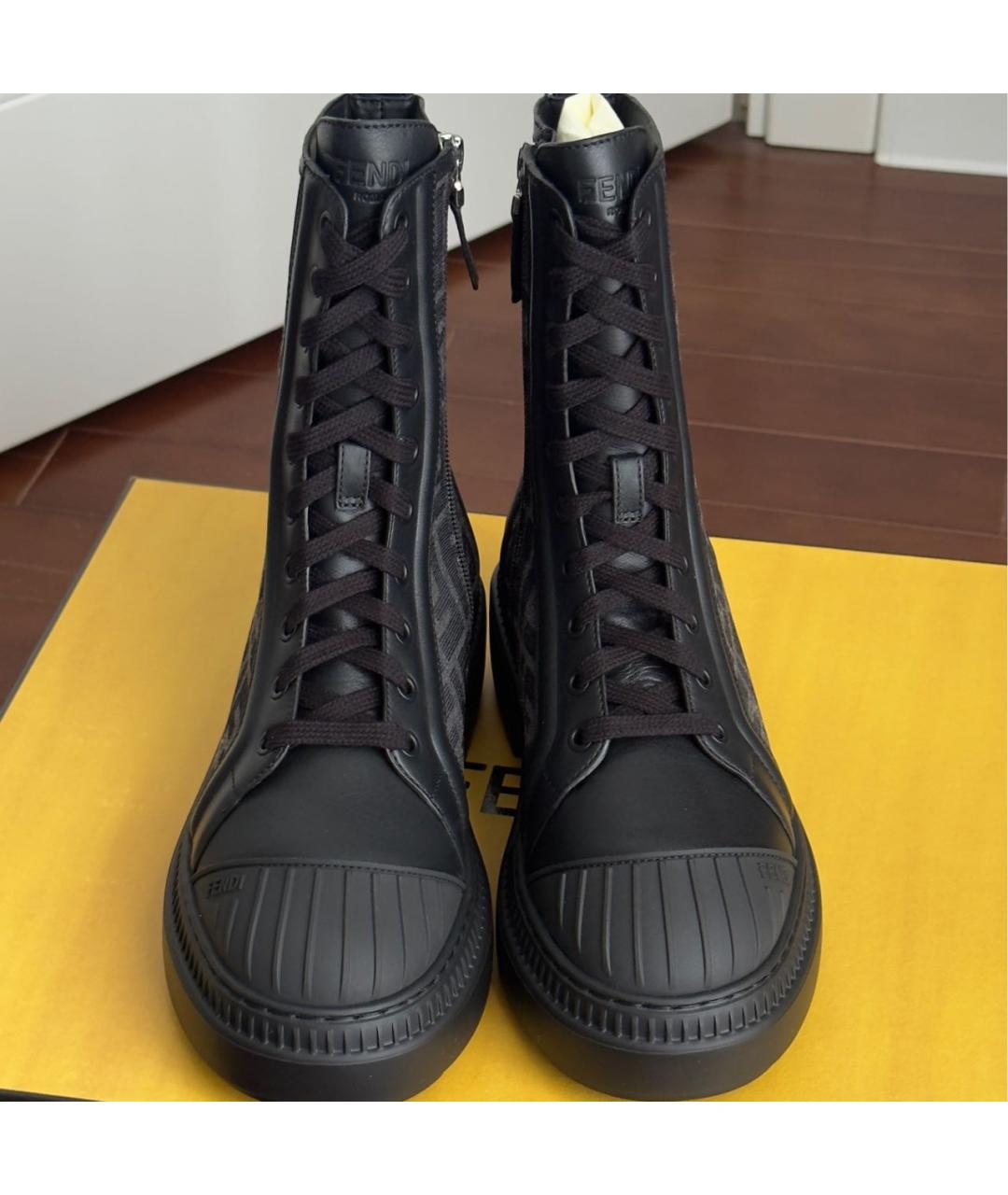 FENDI Черные кожаные ботинки, фото 2