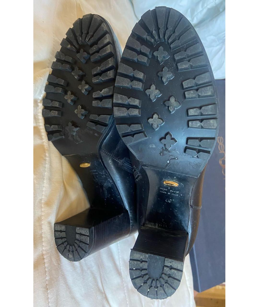 SERGIO ROSSI Черные кожаные сапоги, фото 3