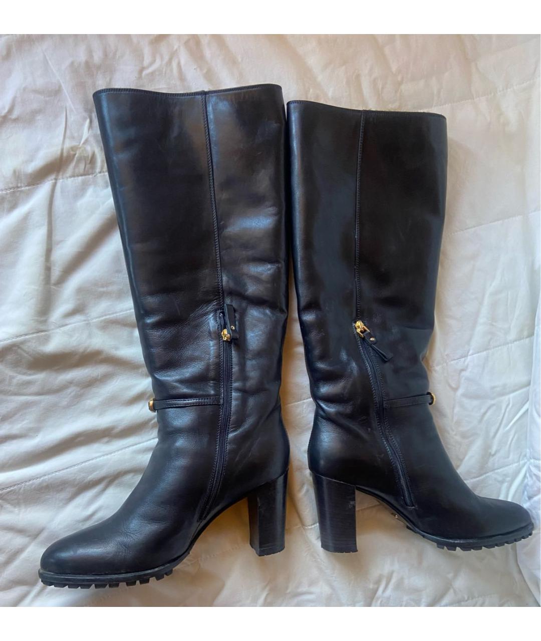 SERGIO ROSSI Черные кожаные сапоги, фото 5