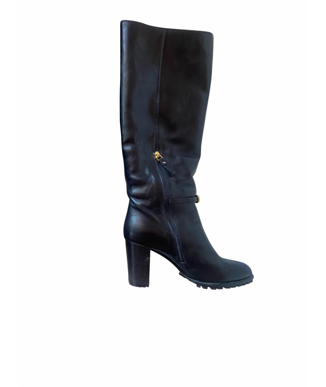 SERGIO ROSSI Черные кожаные сапоги, фото 1