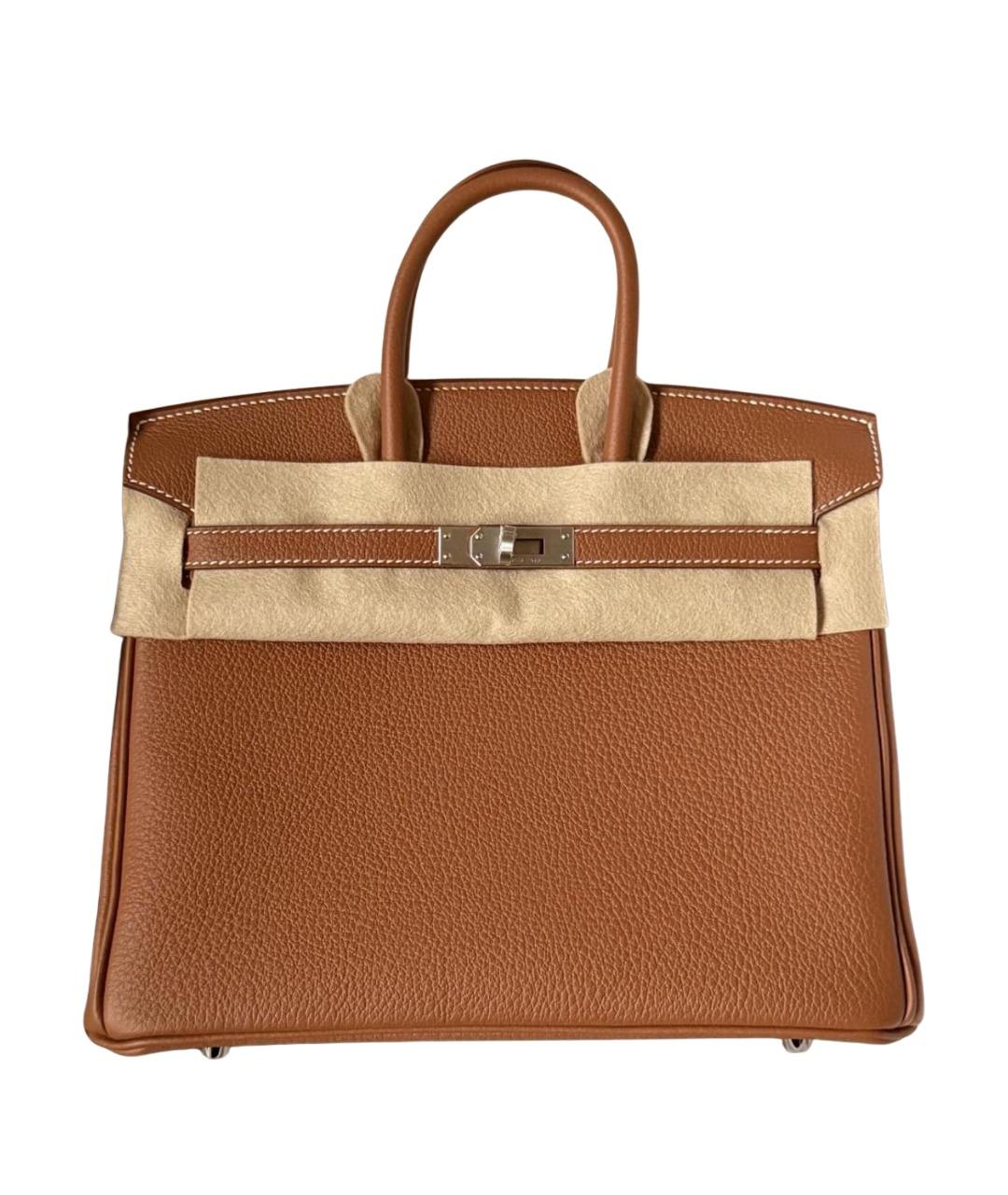 HERMES Коричневая кожаная сумка с короткими ручками, фото 1