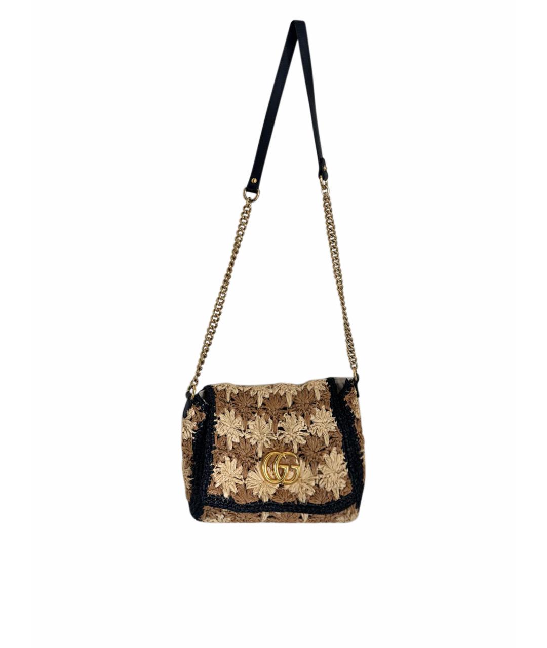 GUCCI Бежевая пелетеная сумка через плечо, фото 1