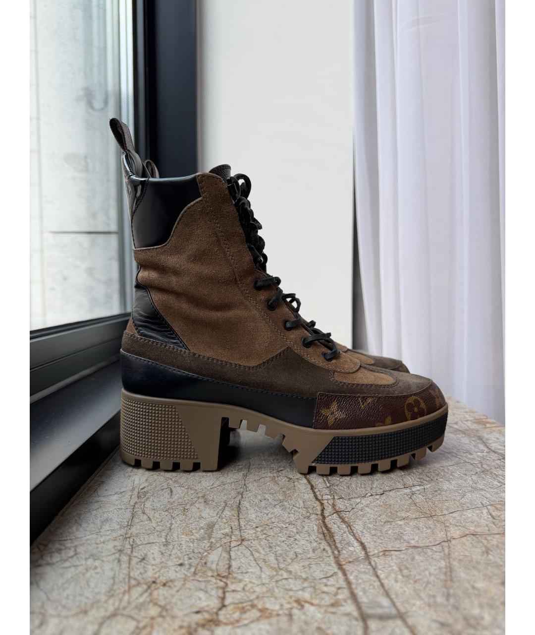 LOUIS VUITTON Коричневые замшевые ботинки, фото 6