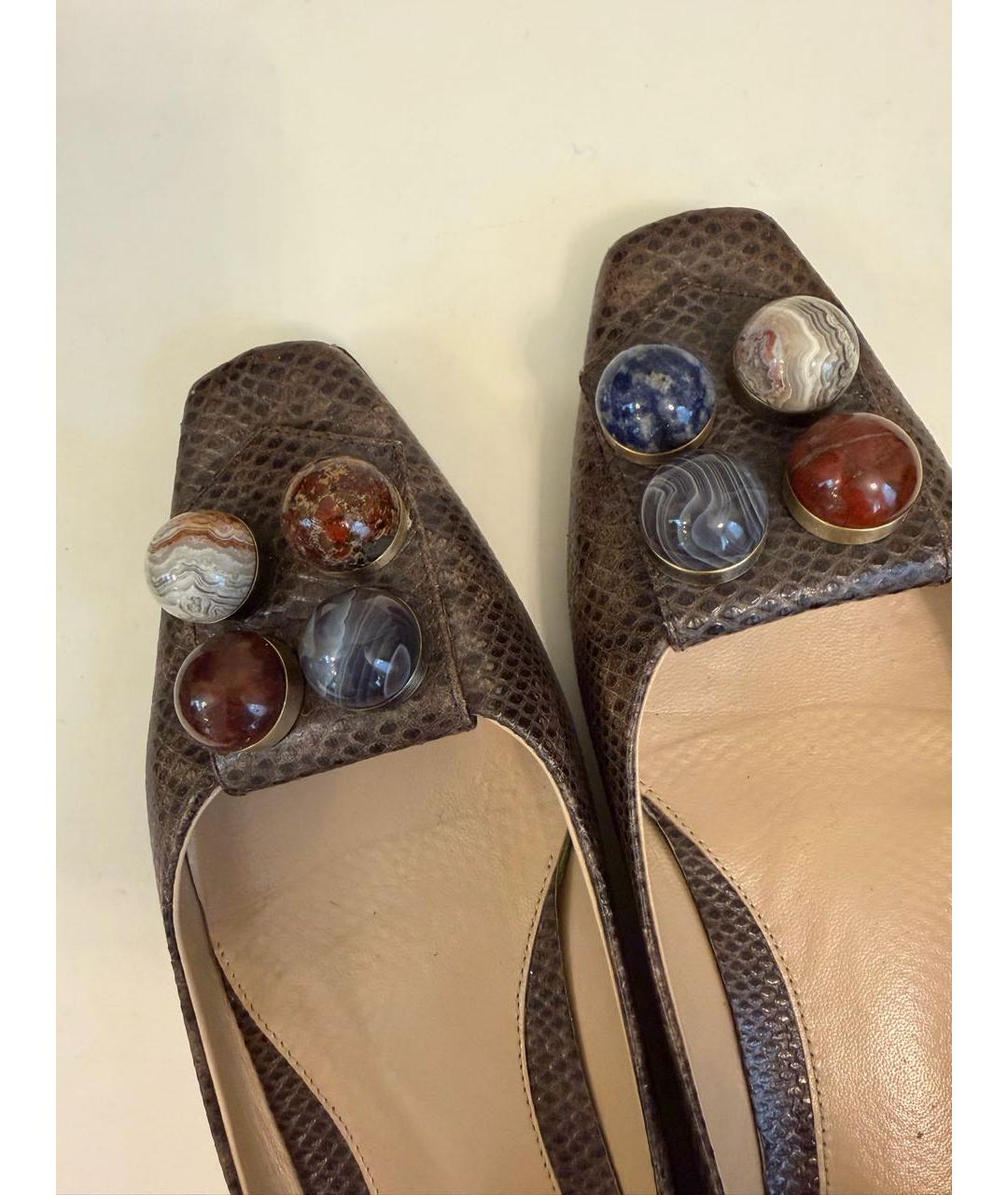 FENDI Коричневые балетки из экзотической кожи, фото 5