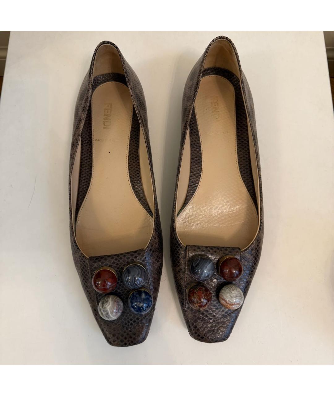 FENDI Коричневые балетки из экзотической кожи, фото 3