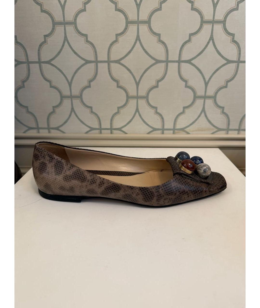 FENDI Коричневые балетки из экзотической кожи, фото 7