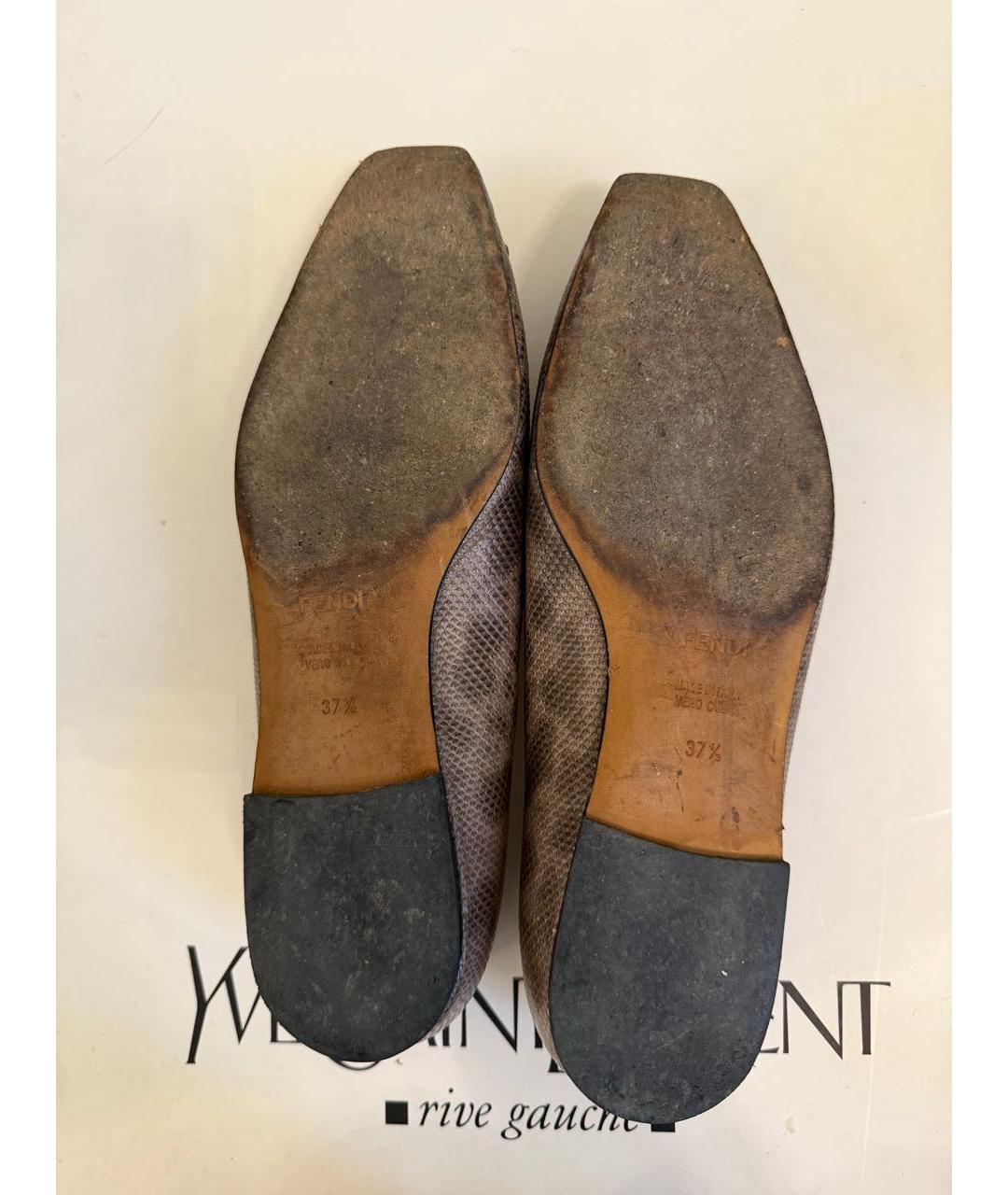 FENDI Коричневые балетки из экзотической кожи, фото 6