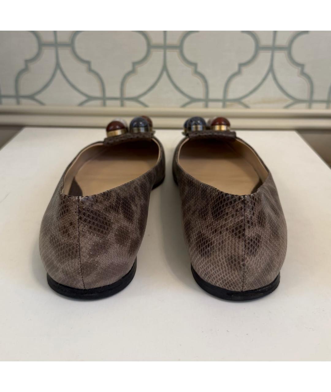 FENDI Коричневые балетки из экзотической кожи, фото 4