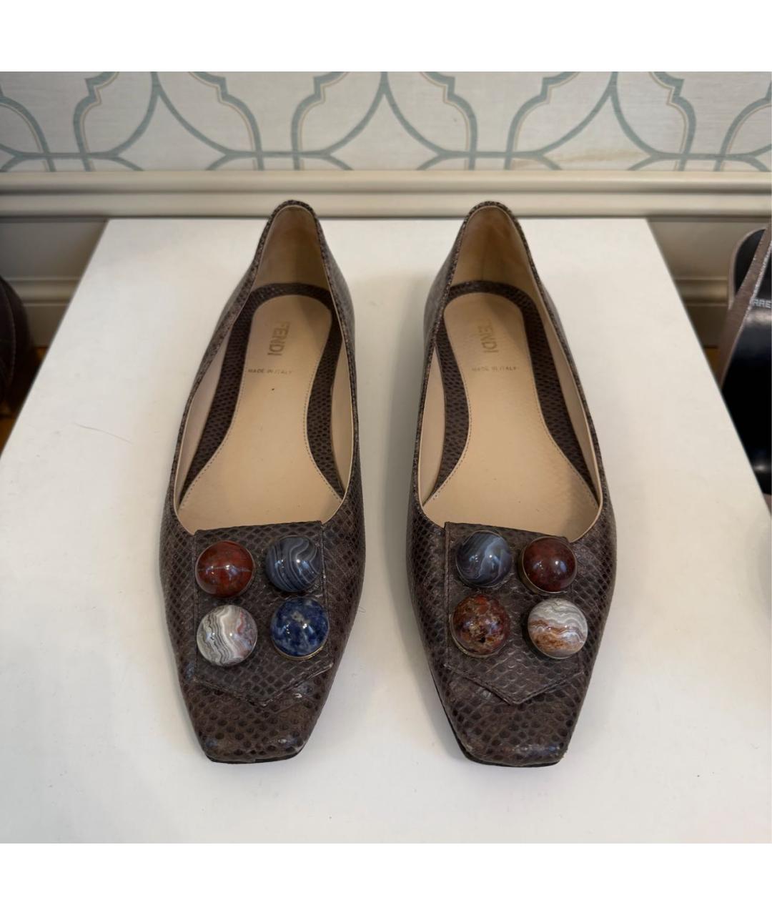 FENDI Коричневые балетки из экзотической кожи, фото 2