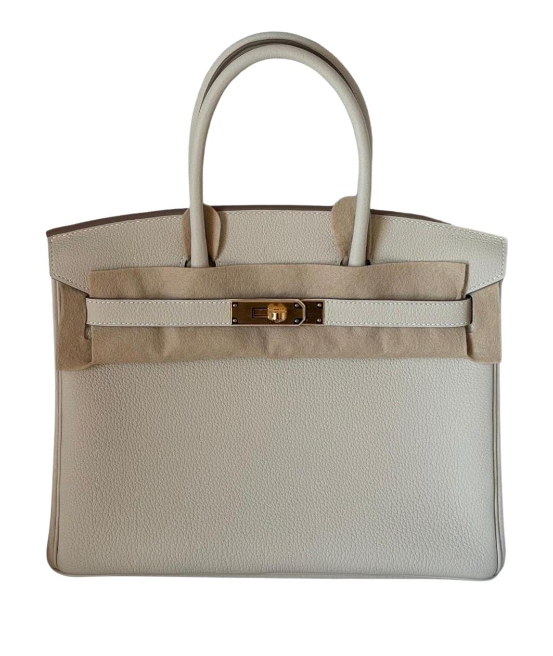 HERMES Белая кожаная сумка с короткими ручками, фото 1