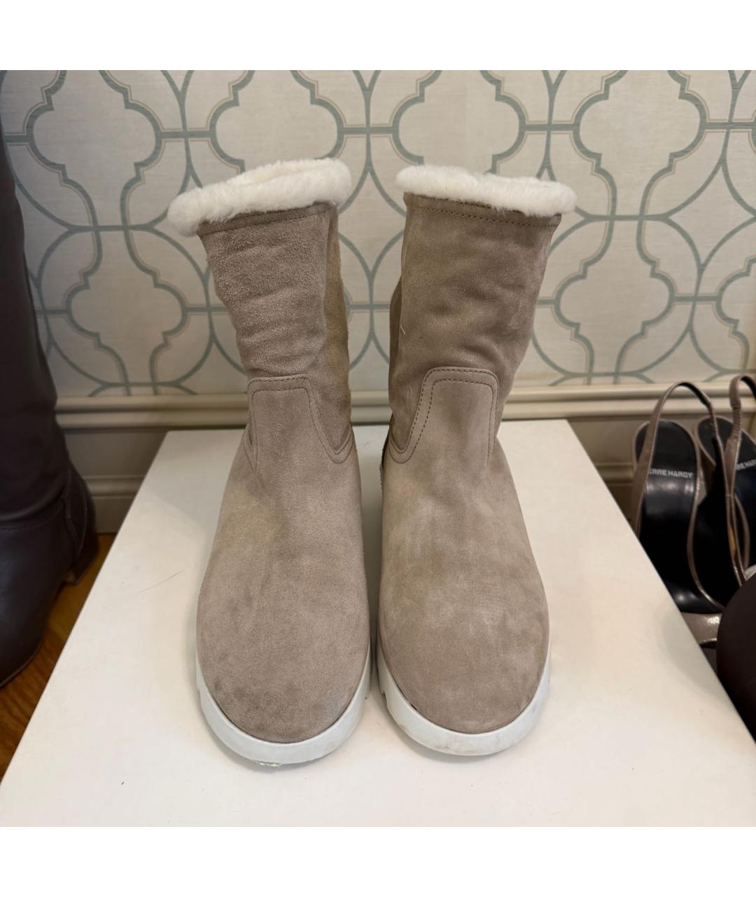 MIU MIU Бежевые замшевые полусапоги, фото 2