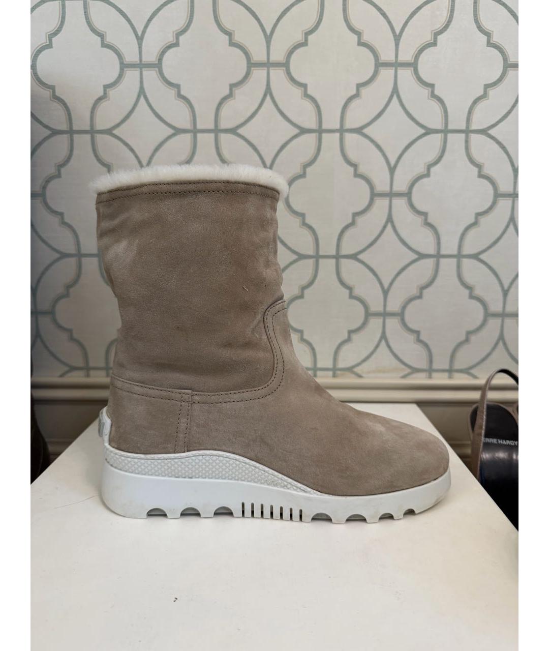 MIU MIU Бежевые замшевые полусапоги, фото 8