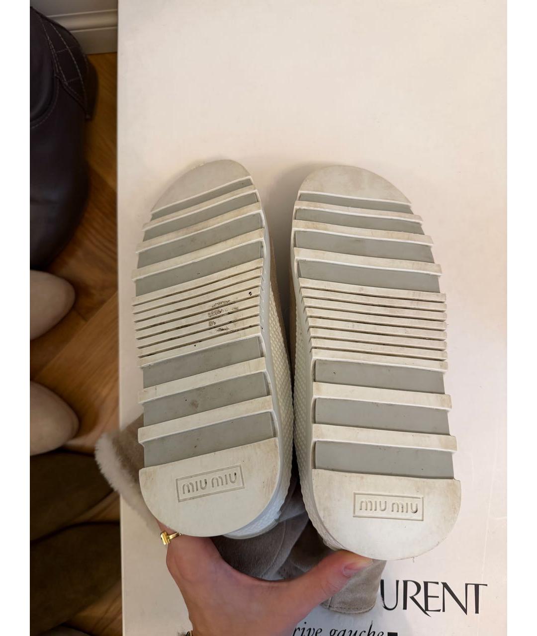 MIU MIU Бежевые замшевые полусапоги, фото 7