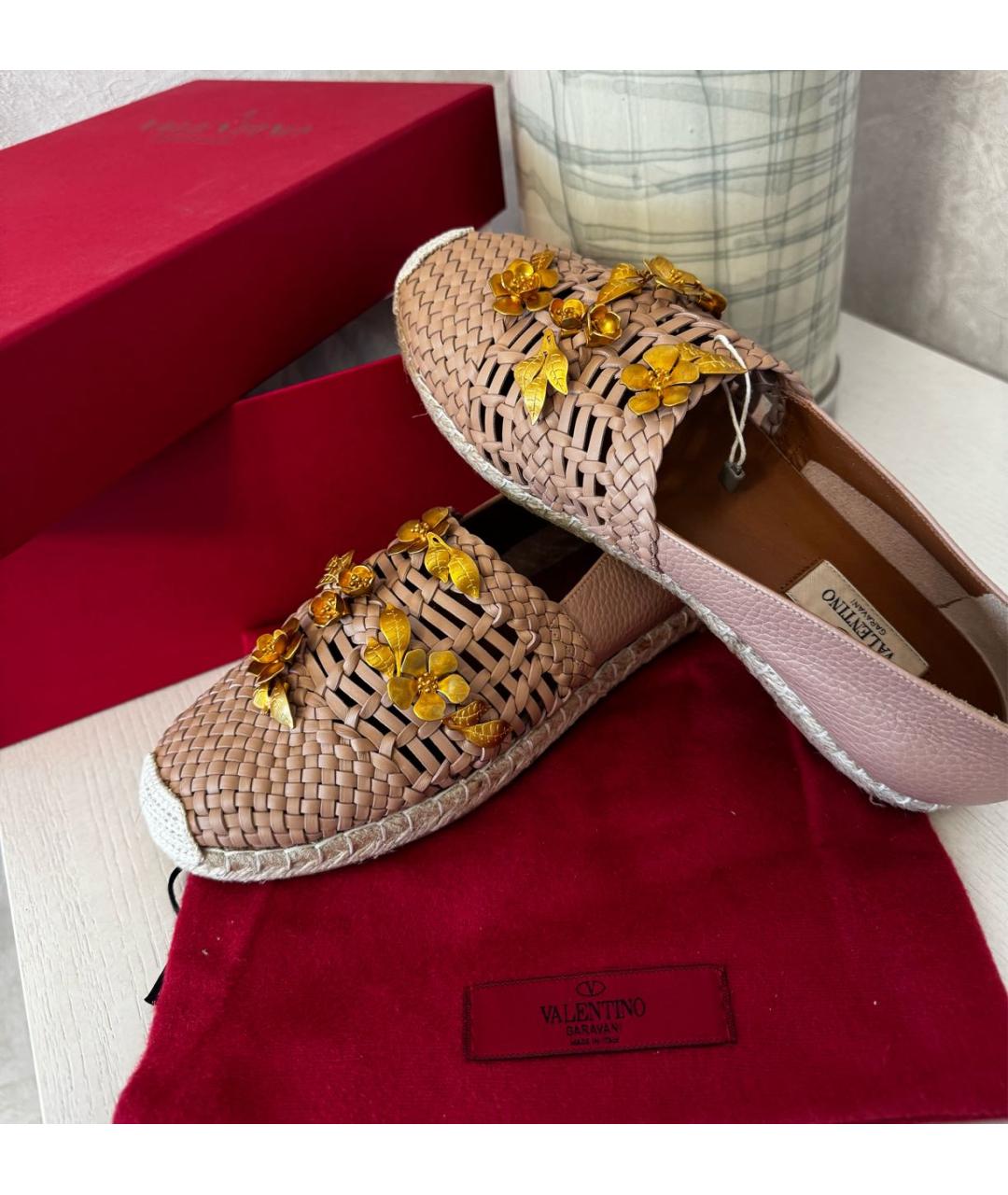 VALENTINO Бежевые кожаные эспадрильи, фото 2