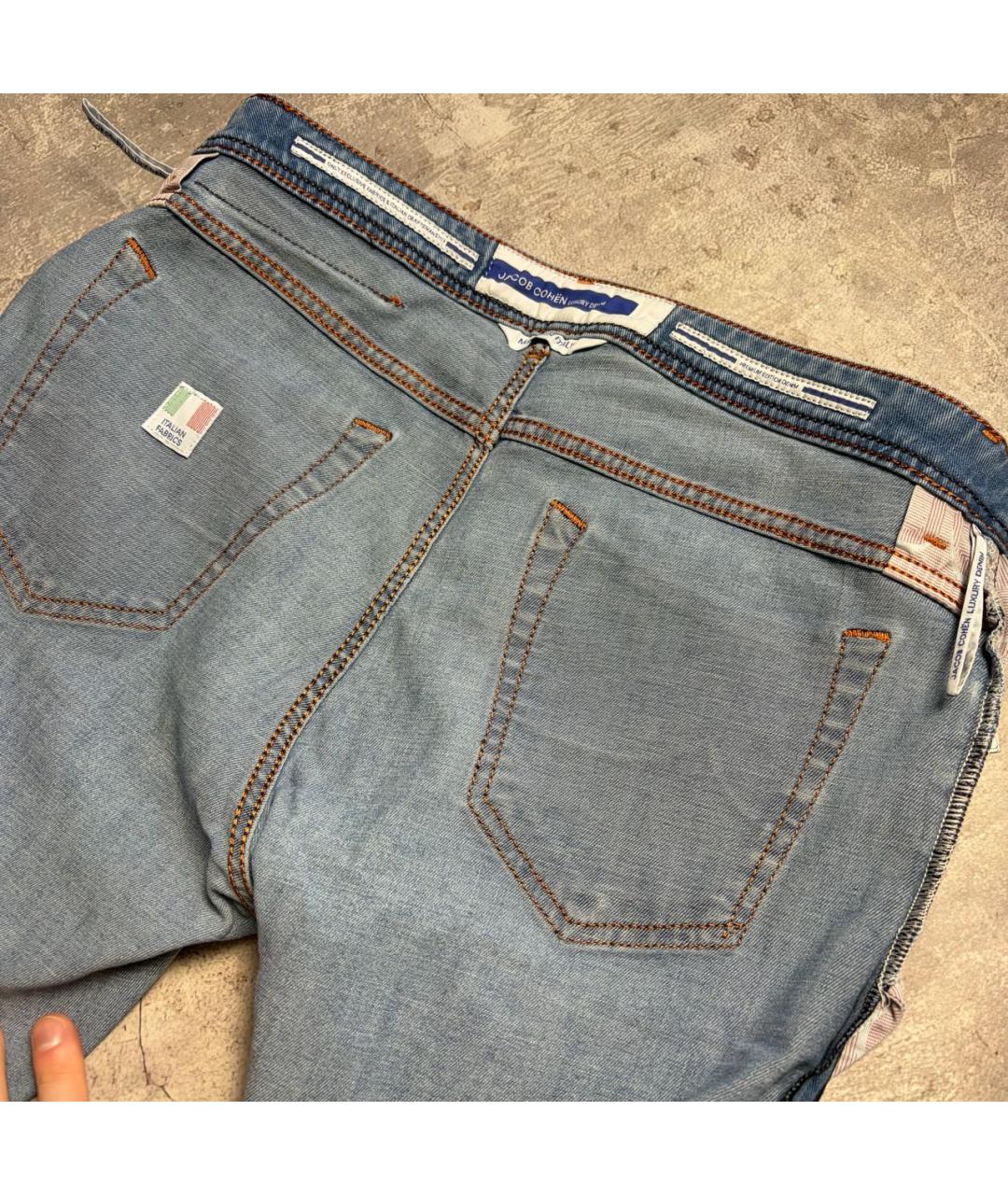 JACOB COHEN Голубые хлопко-эластановые джинсы скинни, фото 3