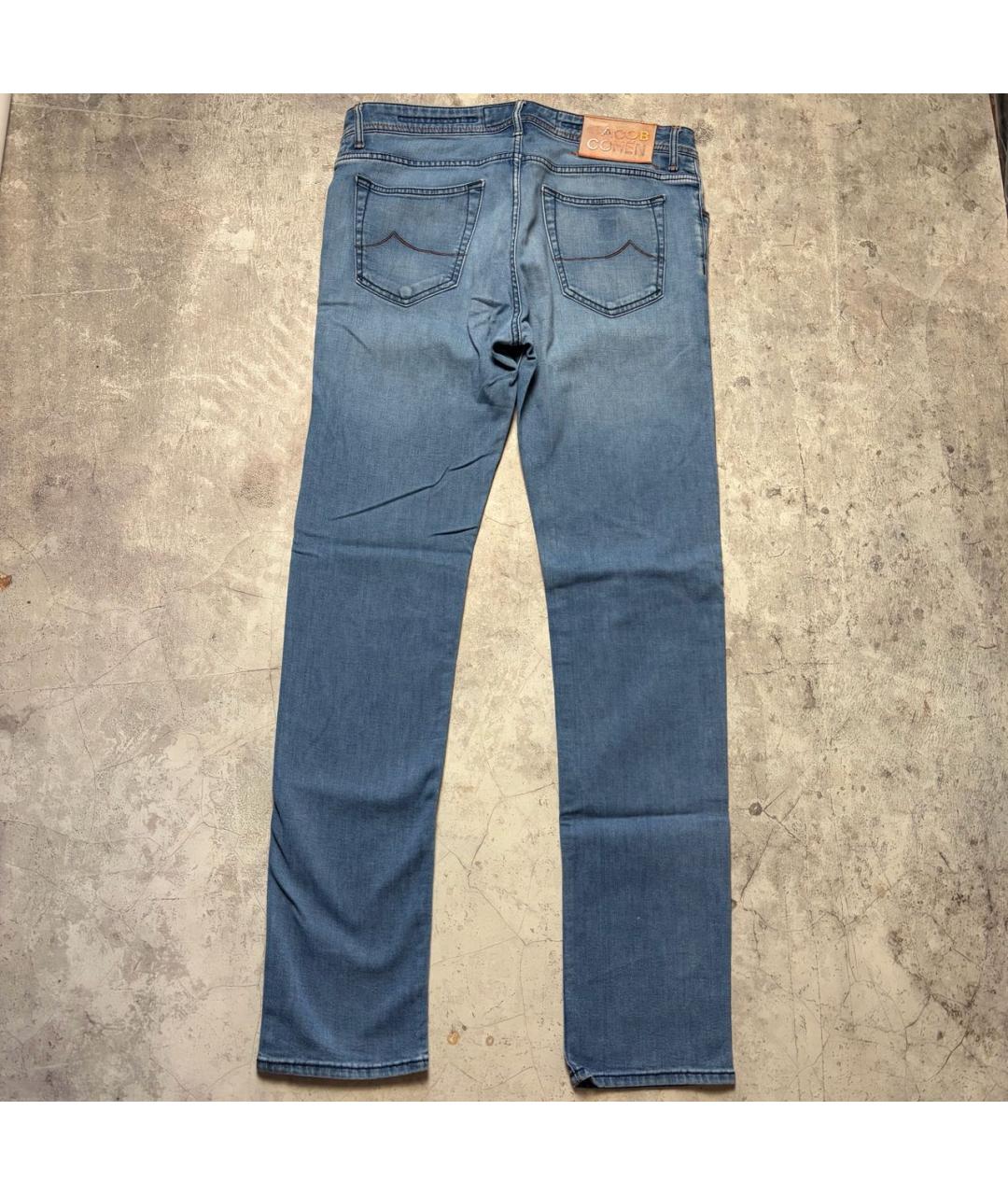 JACOB COHEN Голубые хлопко-эластановые джинсы скинни, фото 2