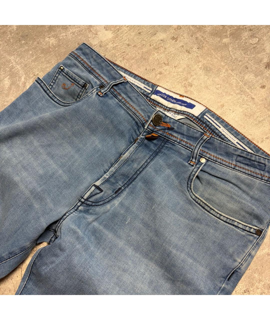 JACOB COHEN Голубые хлопко-эластановые джинсы скинни, фото 4