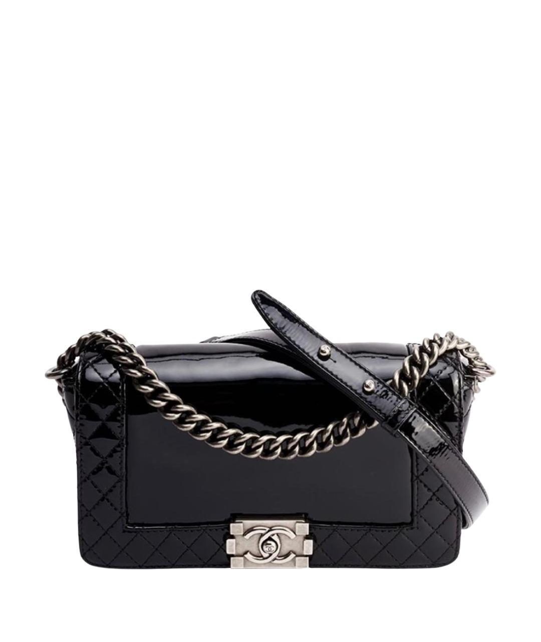 CHANEL Черная сумка через плечо из лакированной кожи, фото 1