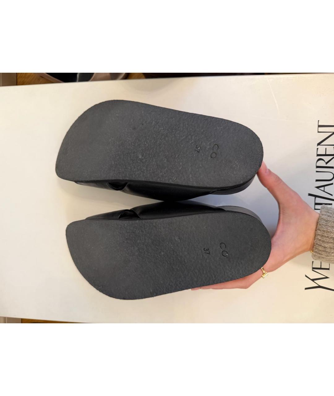 CO Черные кожаные шлепанцы, фото 5