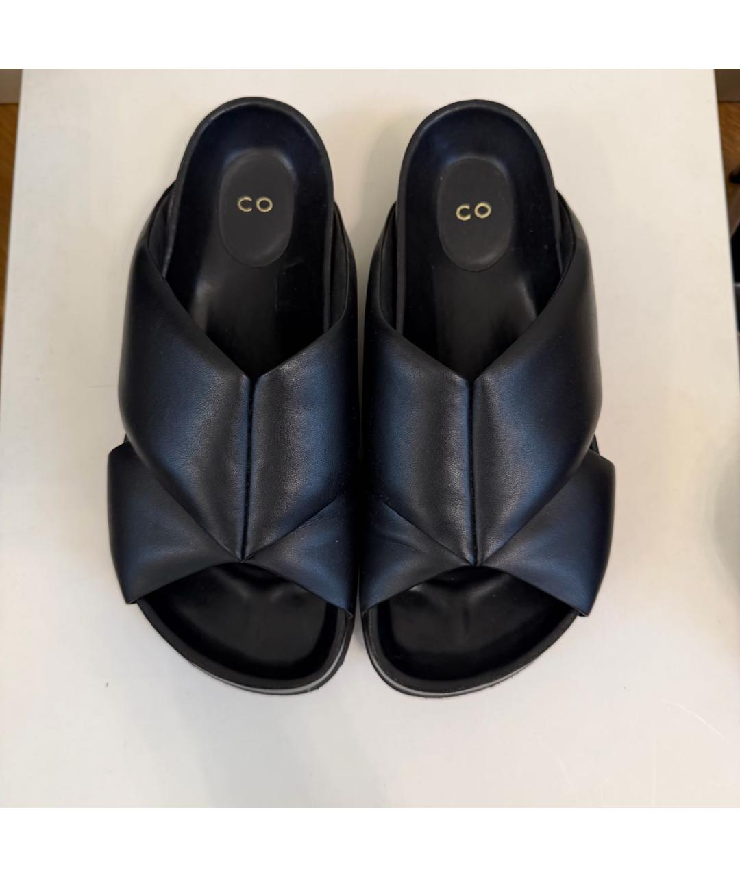 CO Черные кожаные шлепанцы, фото 3