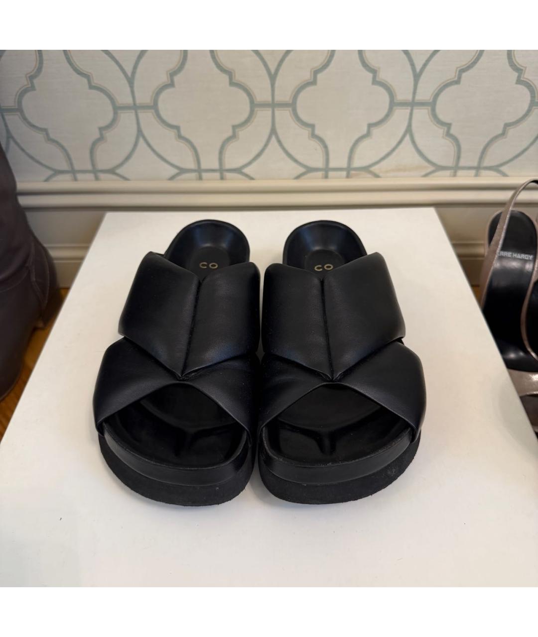 CO Черные кожаные шлепанцы, фото 2