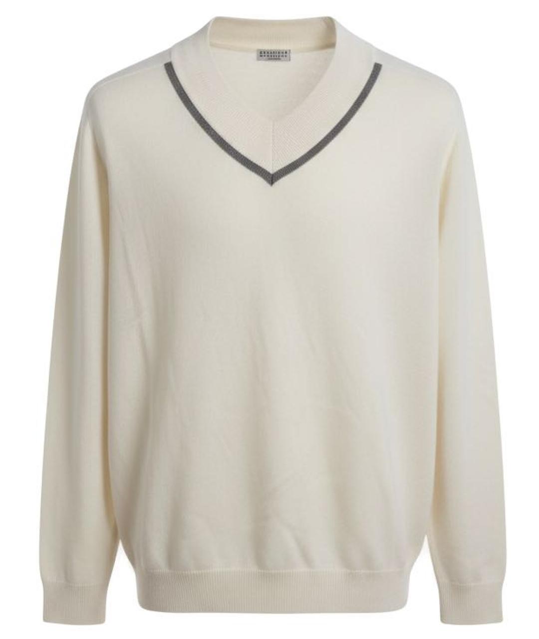 BRUNELLO CUCINELLI Белый кашемировый джемпер / свитер, фото 5