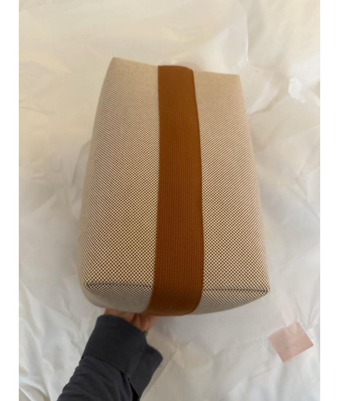 HERMES Бежевая тканевая косметичка, фото 7