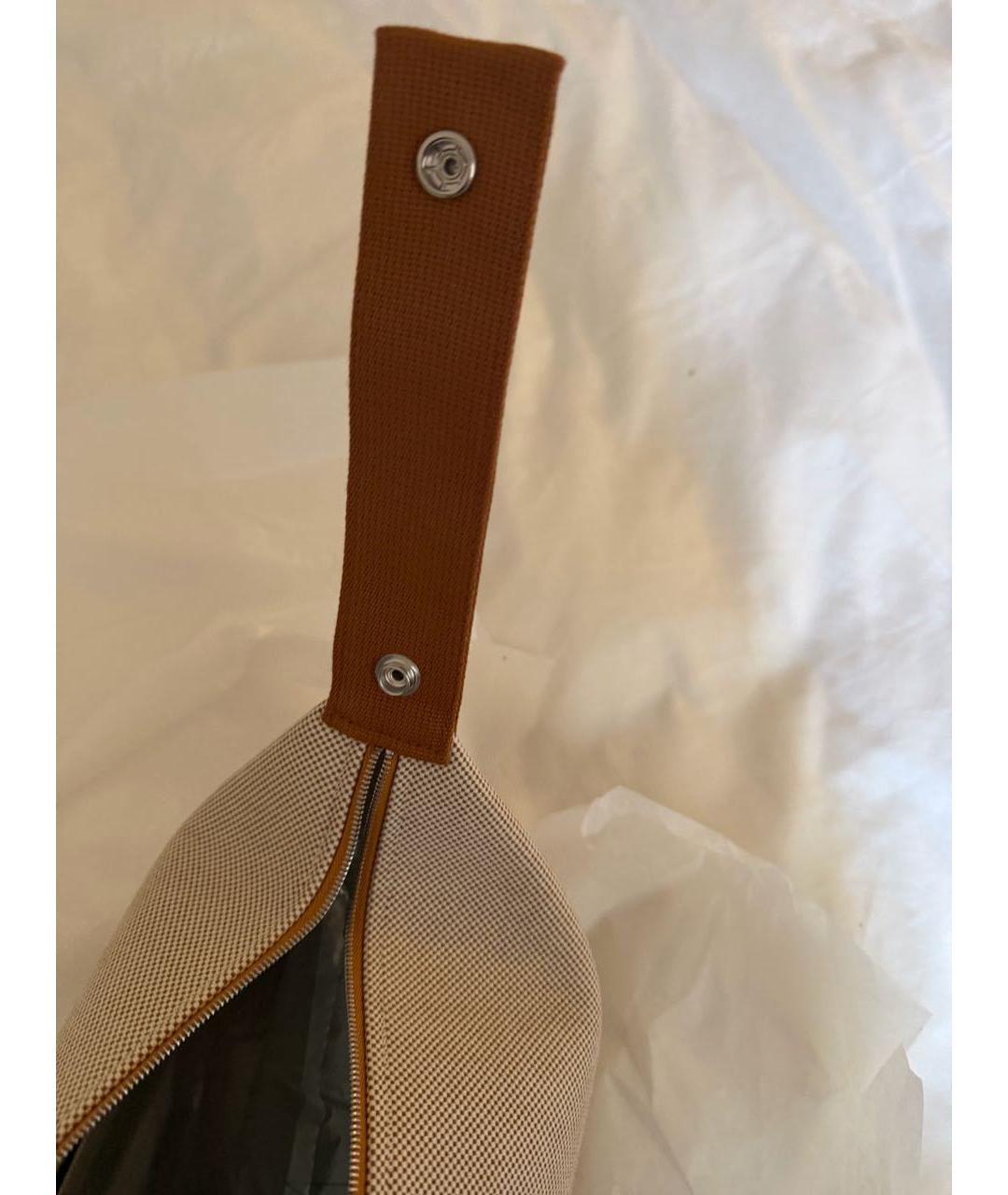 HERMES Бежевая тканевая косметичка, фото 6