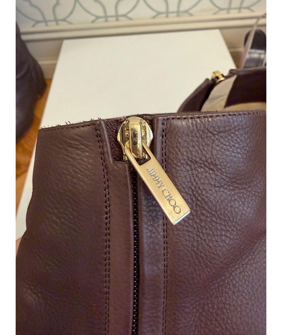 JIMMY CHOO Коричневые кожаные ботильоны, фото 5