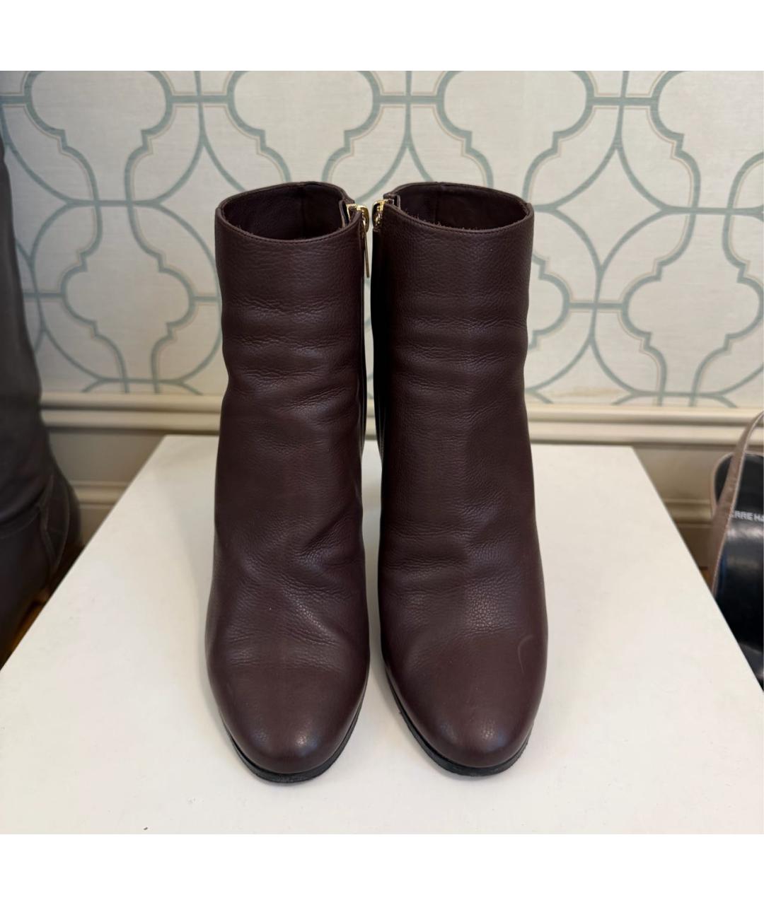 JIMMY CHOO Коричневые кожаные ботильоны, фото 2